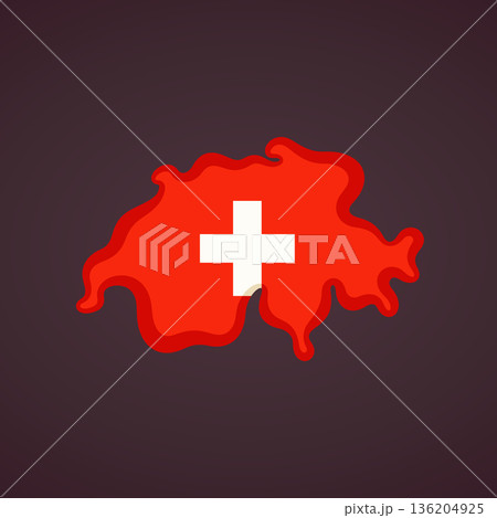 Switzerland - Map colored with flag 136204925