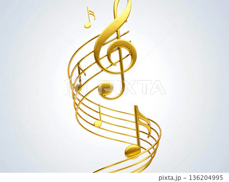 3Dの五線譜と音符 3Dの五線譜と音符 136204995