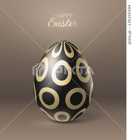 Easter golden black egg on a brown background. A minimalistic greeting card, an element for your design. Easter golden black egg on a brown background. A minimalistic greeting card, an element for your design. 136205494