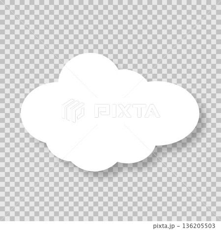 A white cloud wall on a transparent background. Cartoon fluffy white cumulus clouds on a blue background. 136205503