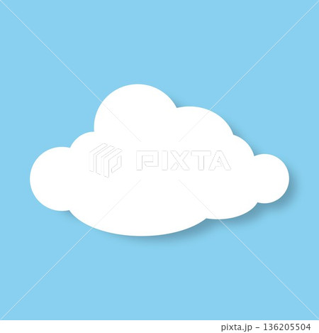 Fluffy cloud with a shadow on a blue background. 136205504