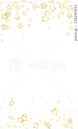 Starry night fairy tale background. Cute sparkling twinkles, christmas spirit in the air. Festive stars vector illustration on white background. 136205651