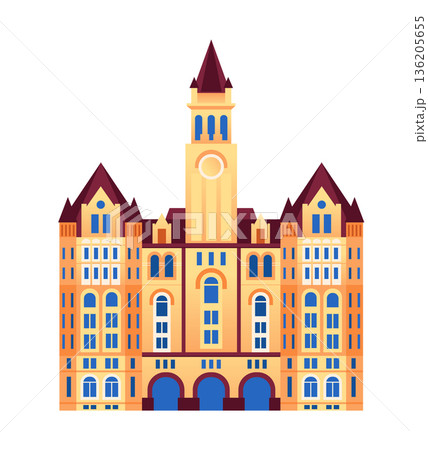 Old Post Office - Colorful Flat Design Illustration Old Post Office - Colorful Flat Design Illustration 136205655