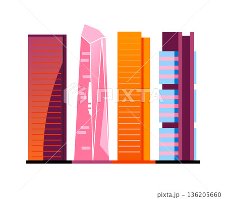 Cuatro Torres Business Area in Spain - colorful flat design style objects 136205660