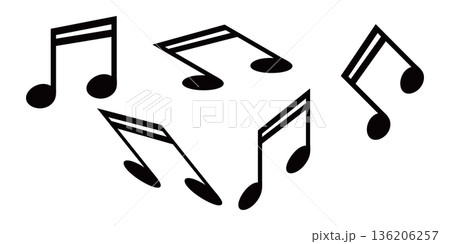 Floating Music Notes Illustration With Various Black Musical Symbols 136206257