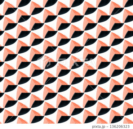 Watercolor Geometric Seamless Pattern with Coral and Black Abstract Triangles Watercolor Geometric Seamless Pattern with Coral and Black Abstract Triangles 136206323