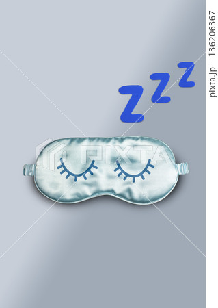 World Sleep day, Sleeping mask on dark background with copy space. Vertical World Sleep day, Sleeping mask on dark background with copy space. Vertical 136206367
