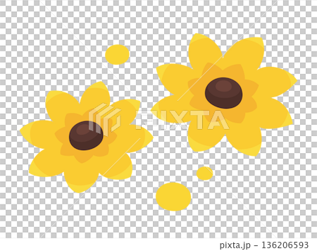 かわいいルドベキアの花のイラスト素材 かわいいルドベキアの花のイラスト素材 136206593