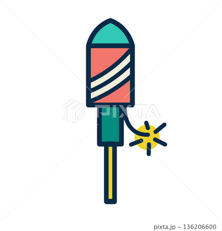 Bottle Rocket or Parachute Icon for Fireworks or Independence Day - 4th of July 136206600