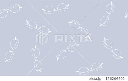メガネのシームレスパターン背景素材 線画エンドレスデザイン 136206602