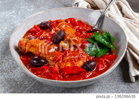 Pollo alla romana, Roman chicken, homemade, no people, 136206630