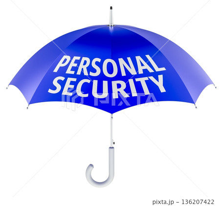 Personal Security concept with umbrella. 3D rendering Personal Security concept with umbrella. 3D rendering 136207422