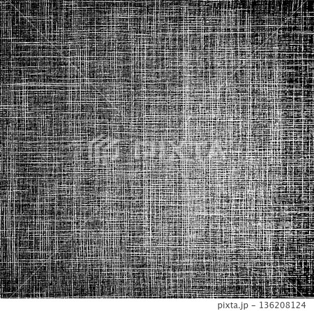 Grunge ink texture of linen fabric. Hand-drawn crosshatch vector background. 136208124