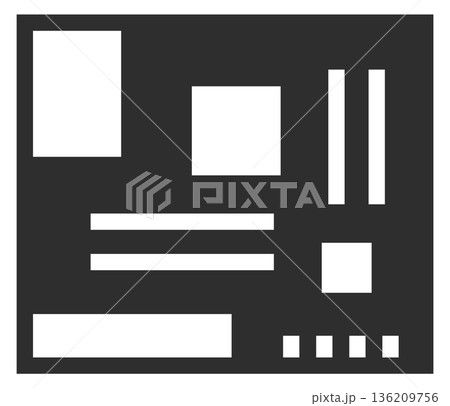 Motherboard black icon. Computer hardware. Tech circuit Motherboard black icon. Computer hardware. Tech circuit 136209756