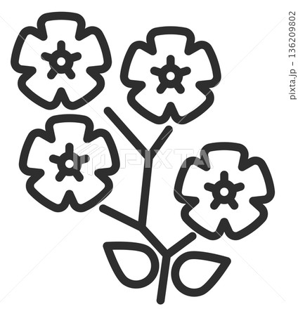 Blooming branch line icon. Herb black symbol 136209802