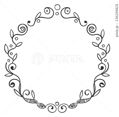 Doodle ornament circle. Retro hand drawn border Doodle ornament circle. Retro hand drawn border 136209828