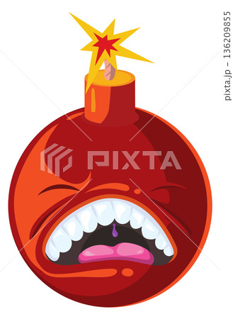 Crying bomb comic character. Sad boom mascot Crying bomb comic character. Sad boom mascot 136209855