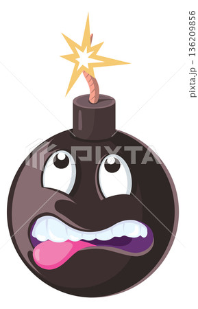Funny cartoon bomb. Explosive mascot. Comic dynamite Funny cartoon bomb. Explosive mascot. Comic dynamite 136209856