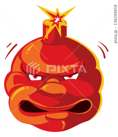 Angry bomb cartoon character. Red explosive...のイラスト素材 [136209859] - PIXTA