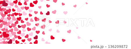 Heart confetti banner template. Romantic wedding flyer 136209872