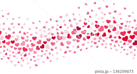 Heart confetti wave shape. Romantic flow background Heart confetti wave shape. Romantic flow background 136209873