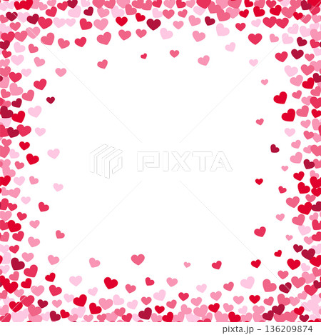 Heart confetti border. Romantic frame. Wedding decoration Heart confetti border. Romantic frame. Wedding decoration 136209874