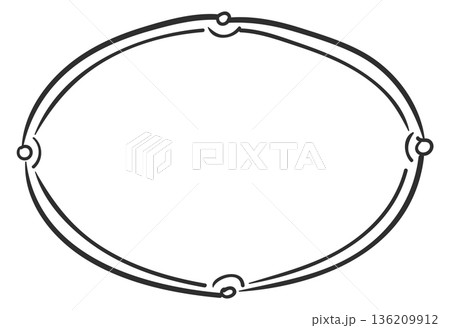 Oval line frame in hand drawn doodle style 136209912