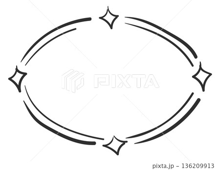 Hand drawn oval frame. Freehand border sketch 136209913