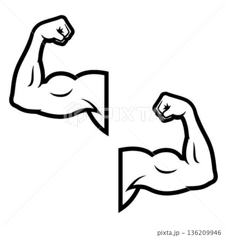 Bicep muscle vector icons for strength power and fitness concept 136209946