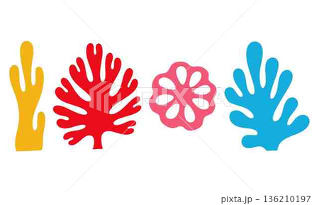 Colorful Seaweed and Coral Reef Vector Illustration on White Background Colorful Seaweed and Coral Reef Vector Illustration on White Background 136210197