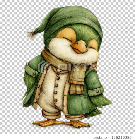 Quetzal bird in green pajamas watercolor cozy vibe Quetzal bird in green pajamas watercolor cozy vibe 136210386