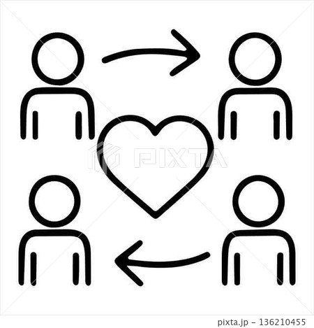 Heart Connection Between People Concept Represented with Arrows Icon Heart Connection Between People Concept Represented with Arrows Icon 136210455