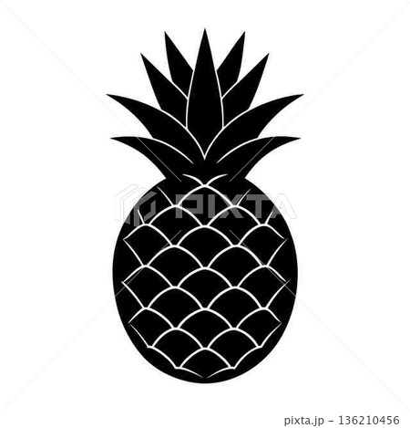 Isolated Pineapple Silhouette Graphic Illustration Tropical Fruit Exotic Minimalist Design Isolated Pineapple Silhouette Graphic Illustration Tropical Fruit Exotic Minimalist Design 136210456