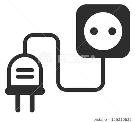 Electric plug black icon. Energy outlet connection Electric plug black icon. Energy outlet connection 136210625
