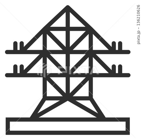 Electric power pylon line icon. Energy transmission symbol 136210626