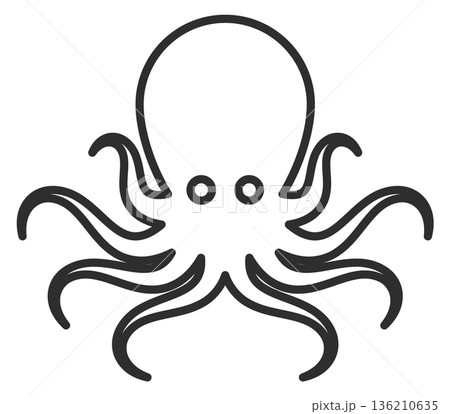 Octopus line icon. Seafood symbol. Marine fauna Octopus line icon. Seafood symbol. Marine fauna 136210635