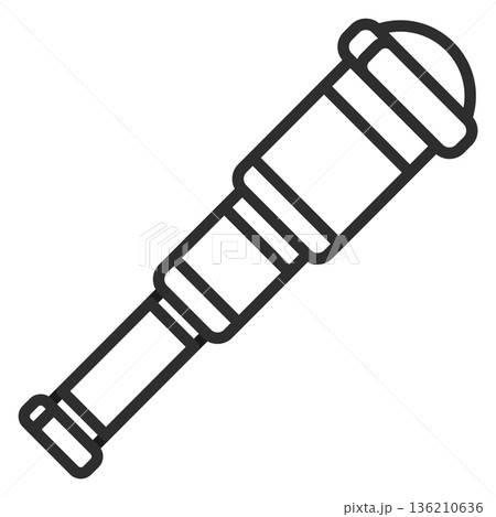 Spyglass line icon. Optical tool. Discovery vision 136210636