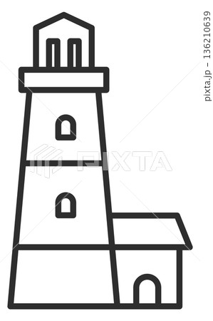 Lighthouse line icon. Coast tower. Navigation building Lighthouse line icon. Coast tower. Navigation building 136210639