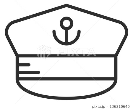 Sailor captain hat line icon. Nautical cap 136210640