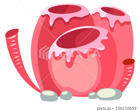 Red tropical coral cartoon icon. Underwater life Red tropical coral cartoon icon. Underwater life 136210659
