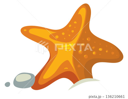 Starfish cartoon icon. Ocean bottom fauna symbol 136210661
