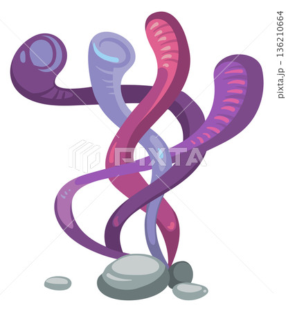Reef polyp cartoon icon. Nautical undersea coral 136210664