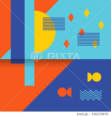 Retro geometric shape design. Bauhaus style background Retro geometric shape design. Bauhaus style background 136210670