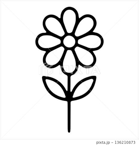 Simple black and white flower outline vector illustration design element Simple black and white flower outline vector illustration design element 136210873