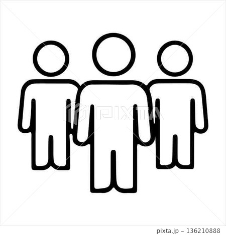 Three people icon simple vector line art illustration isolated 136210888