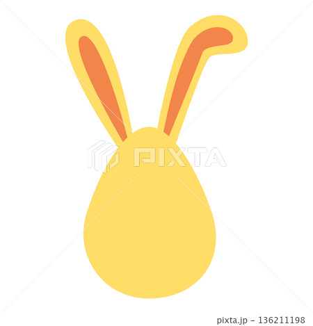 An Easter egg with bright emotions and bunny ears. Easter holiday concept 136211198