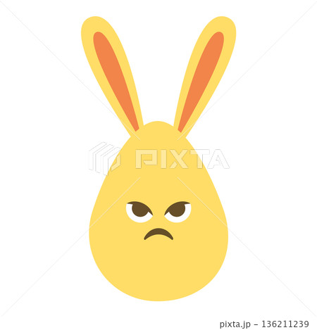 An Easter egg with bright emotions and bunny ears. Easter holiday concept An Easter egg with bright emotions and bunny ears. Easter holiday concept 136211239