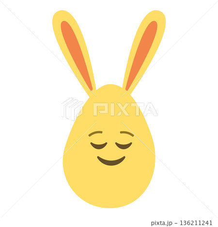 An Easter egg with bright emotions and bunny ears. Easter holiday concept An Easter egg with bright emotions and bunny ears. Easter holiday concept 136211241
