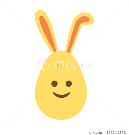 An Easter egg with bright emotions and bunny ears. Easter holiday concept An Easter egg with bright emotions and bunny ears. Easter holiday concept 136211258