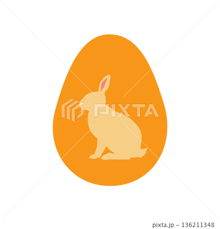 Easter egg with a painted Easter bunny. Kids egg games. He is risen, Happy Easter. 136211348